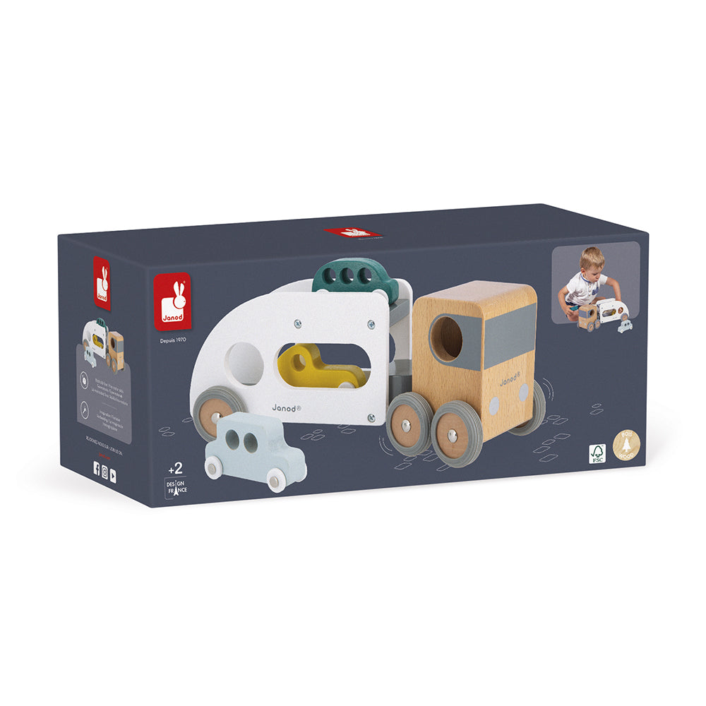 Bisarca in legno con 3 veicoli