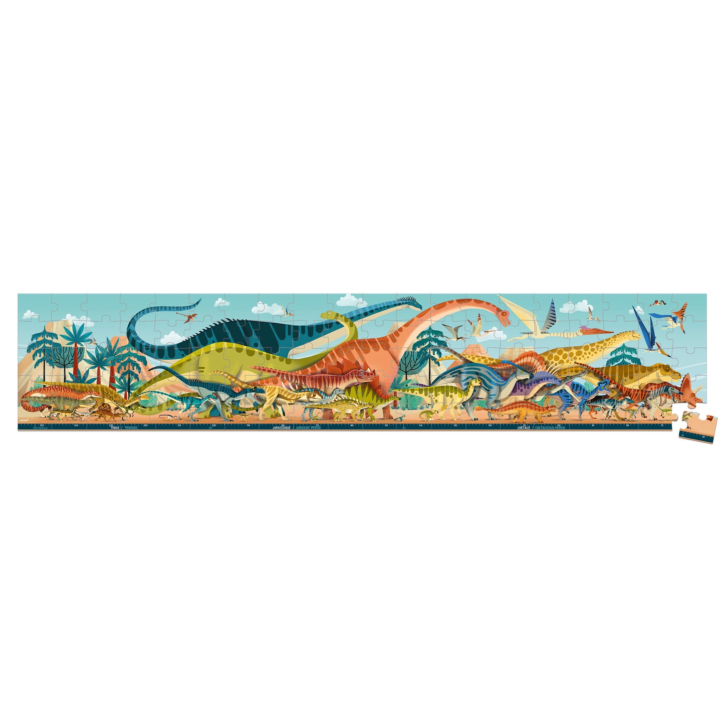 Puzzle 100 pezzi panoramico dinosauri