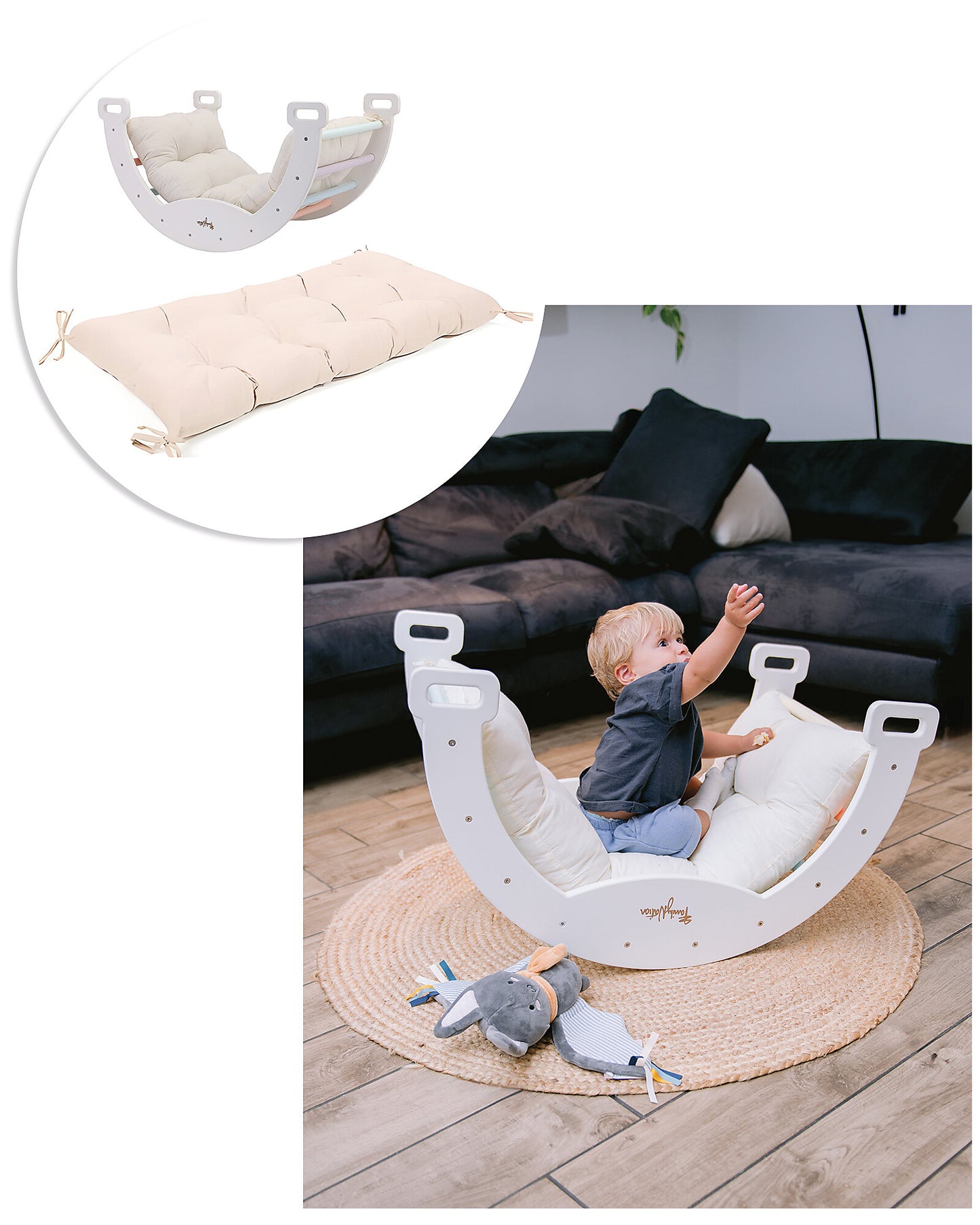 Cuscino per Arco Montessori Rainbow lista nascita caterina e arturo
