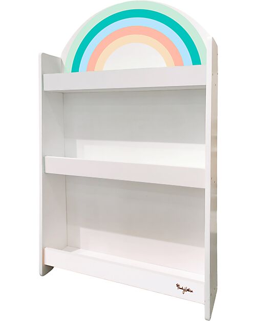 Libreria montessoriana in legno frontale con arcobaleno