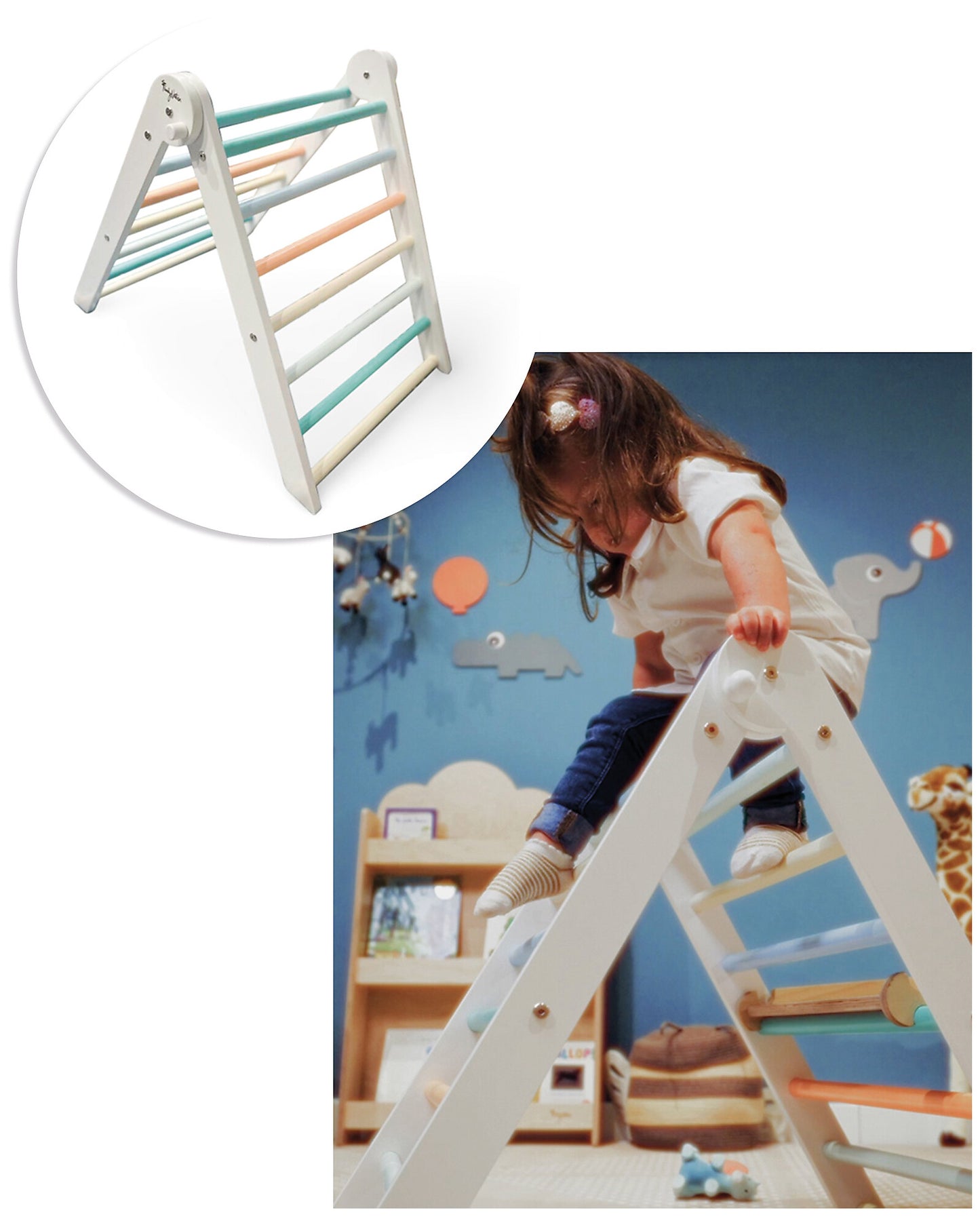 Triangolo Montessori Pikler Rainbow Blu