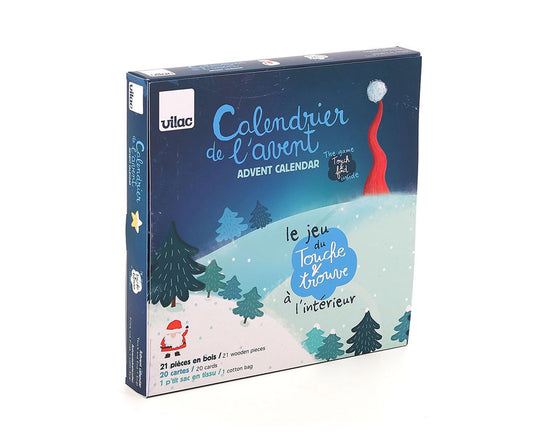 Calendario dell'avvento Tocca e trova con personaggi in legno inclusi