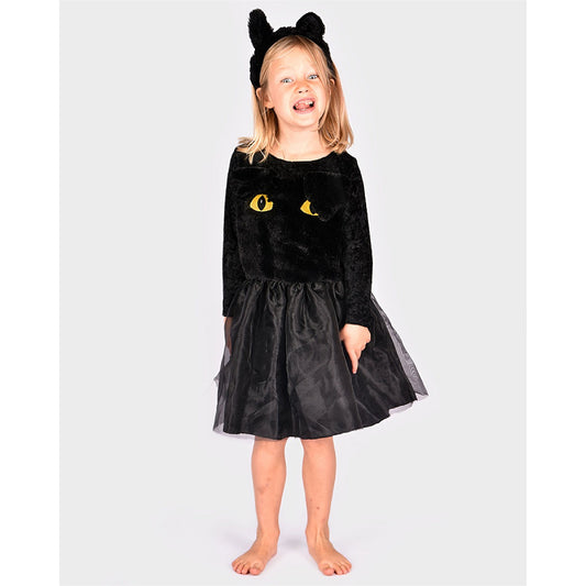BLACK CAT DRESS w HEAD PIECE 4-6 YEARS