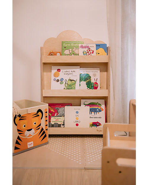 Libreria montessoriana in legno frontale Cloud lista nascita laura e giacomo