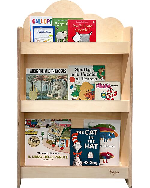 Libreria montessoriana in legno frontale Cloud lista nascita laura e giacomo