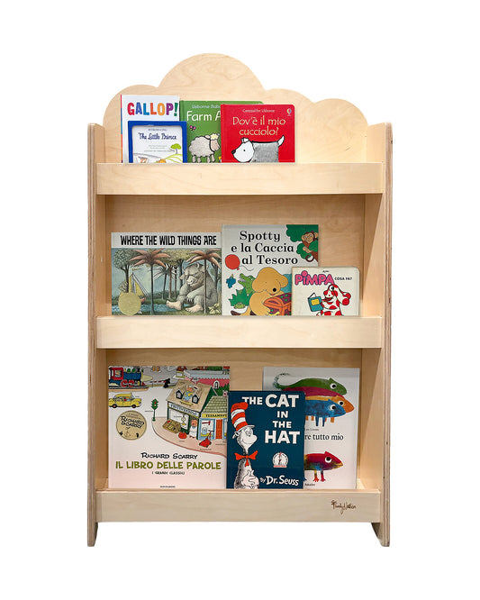 Libreria montessoriana in legno frontale con arcobaleno MC
