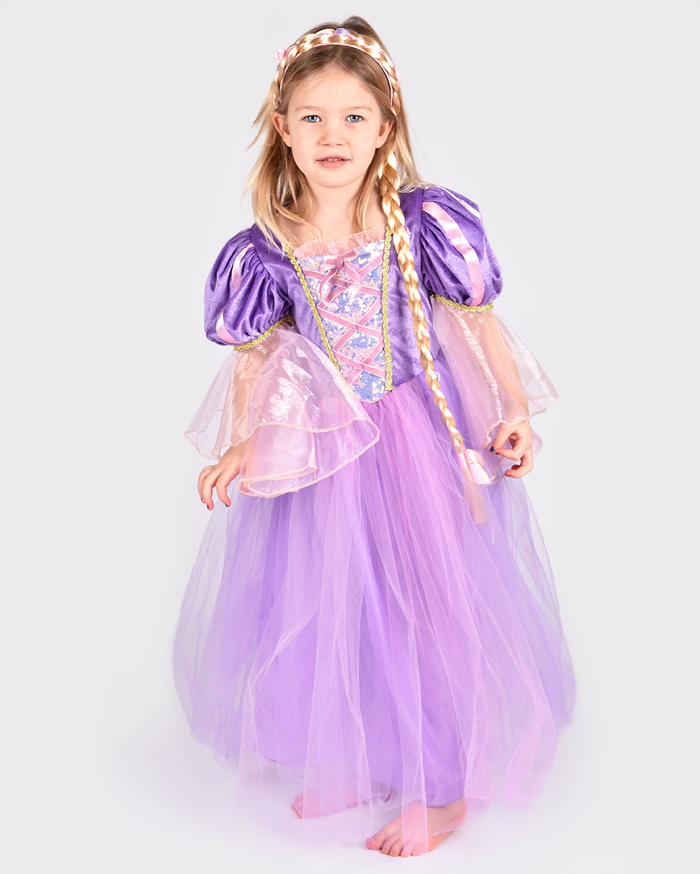 VESTITO DA RAPUNZEL LARGE 6-8 ANNI